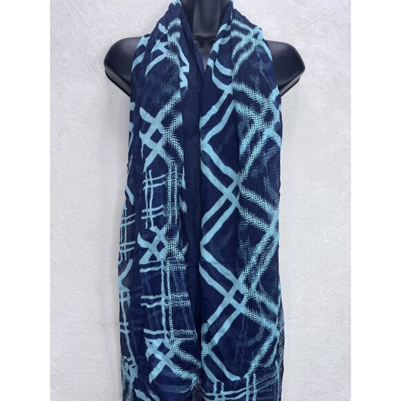 Vera Bradley Plaid Blue Teal Sheer Scarf Wrap NWOT - Picture 3 of 11